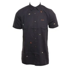Rip Curl Motif Linen In Navy Blue (Nav) Woven Shirt