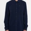 Volcom Caden Solid In Navy Blue (Nvy) Shirt