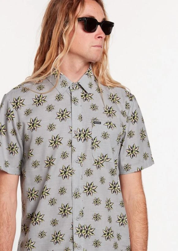 Volcom Burch Bloom In Grey Woven Shirt