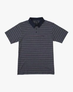 RVCA Cassady Stripe Polo In Navy Blue Marine (Myv)