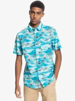 Quiksilver Island Hopper In Blue Woven Shirt